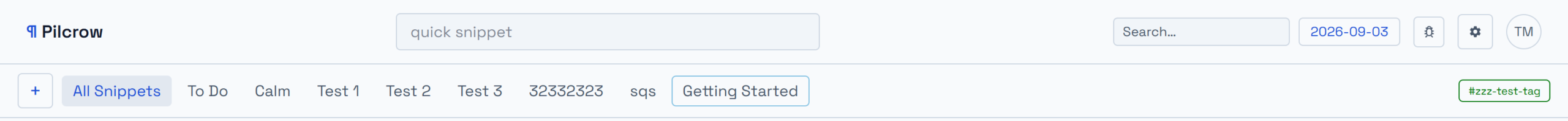 Pilcrow's Light Blue theme applied to the app's top navigation bar and tag filter row